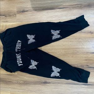Phora yours truly mercy rhinestone sweat bottoms